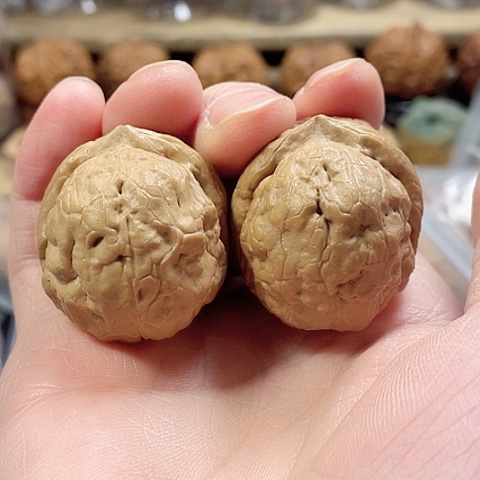 文玩核桃把件西王元宝带彩39