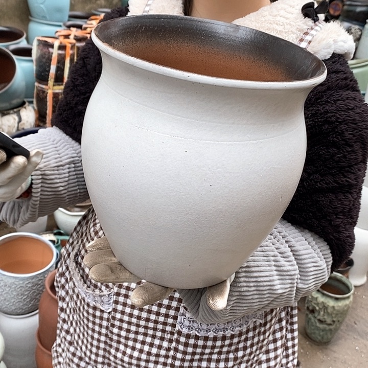 紫砂花盆瑕疵口21高23