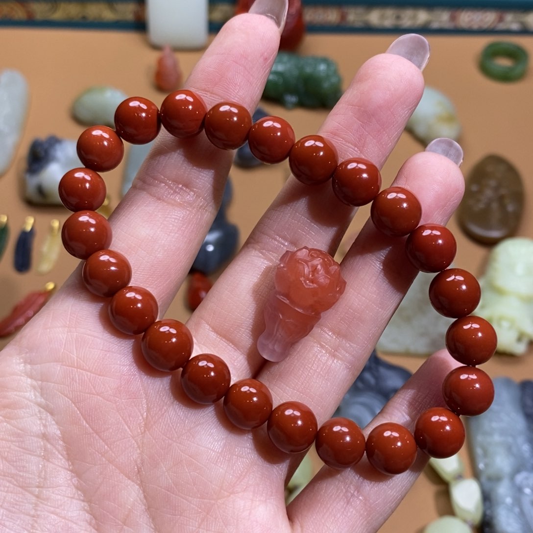 玛瑙/玉髓颈饰未镶嵌阎**迦南红玛瑙定制