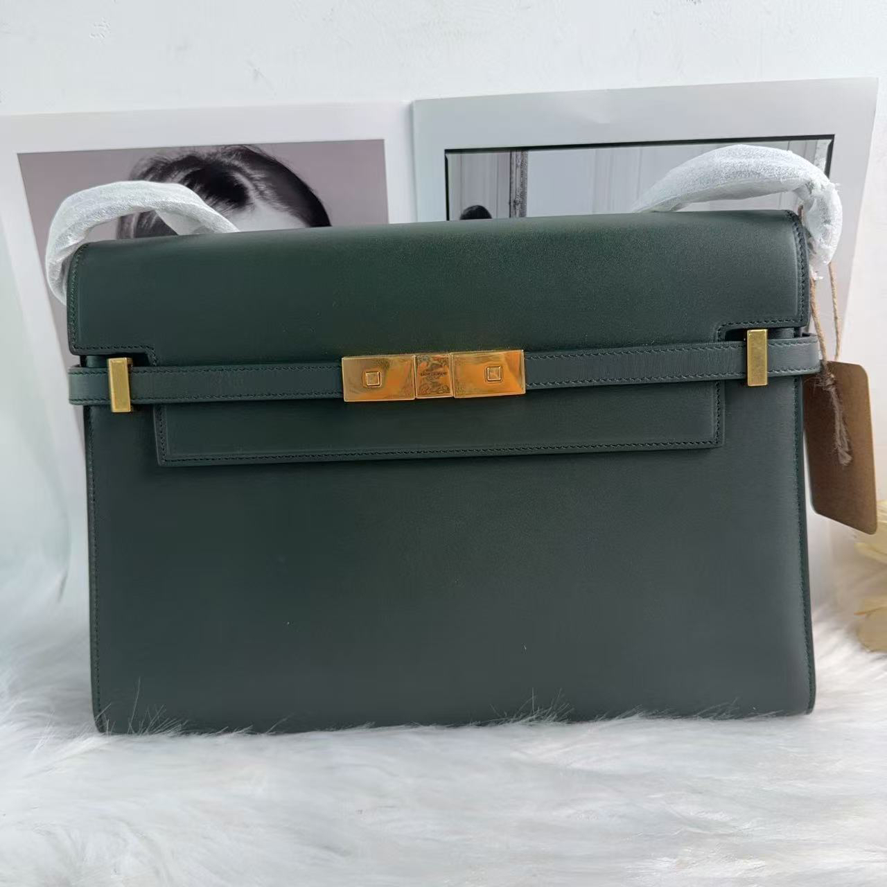 95新 YSL/圣罗兰 圣罗兰百搭款绿色大盒子单肩包