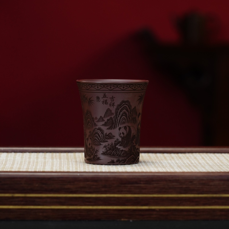 14[五福吉祥]原矿紫玉金砂紫砂杯