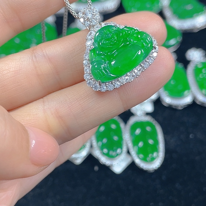 翡翠银S925镶嵌吊坠(不含链)