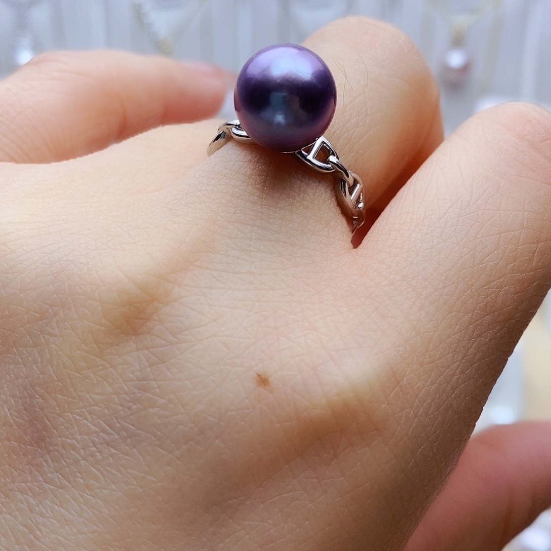 戒指银S925镶嵌淡水珍珠