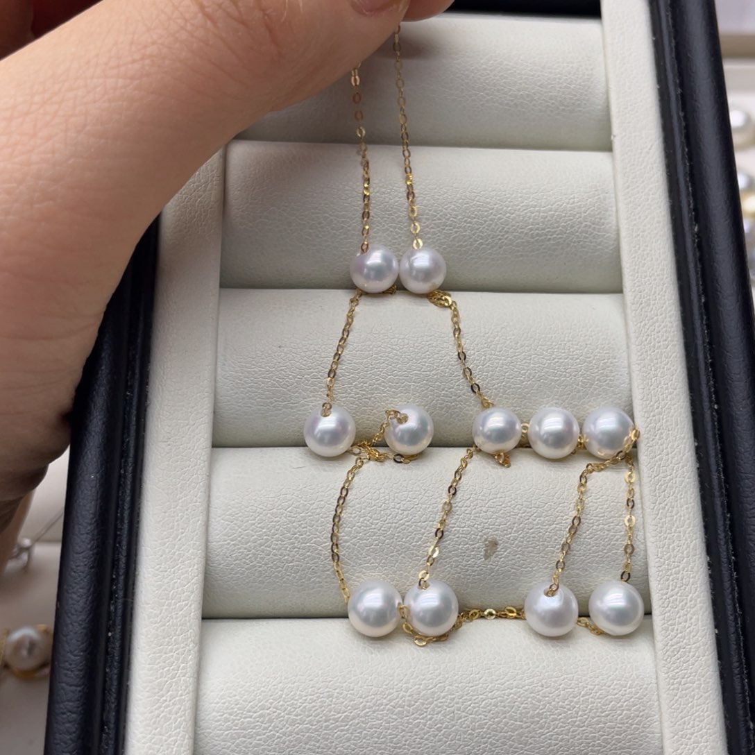 淡水珍珠18K金镶嵌项链