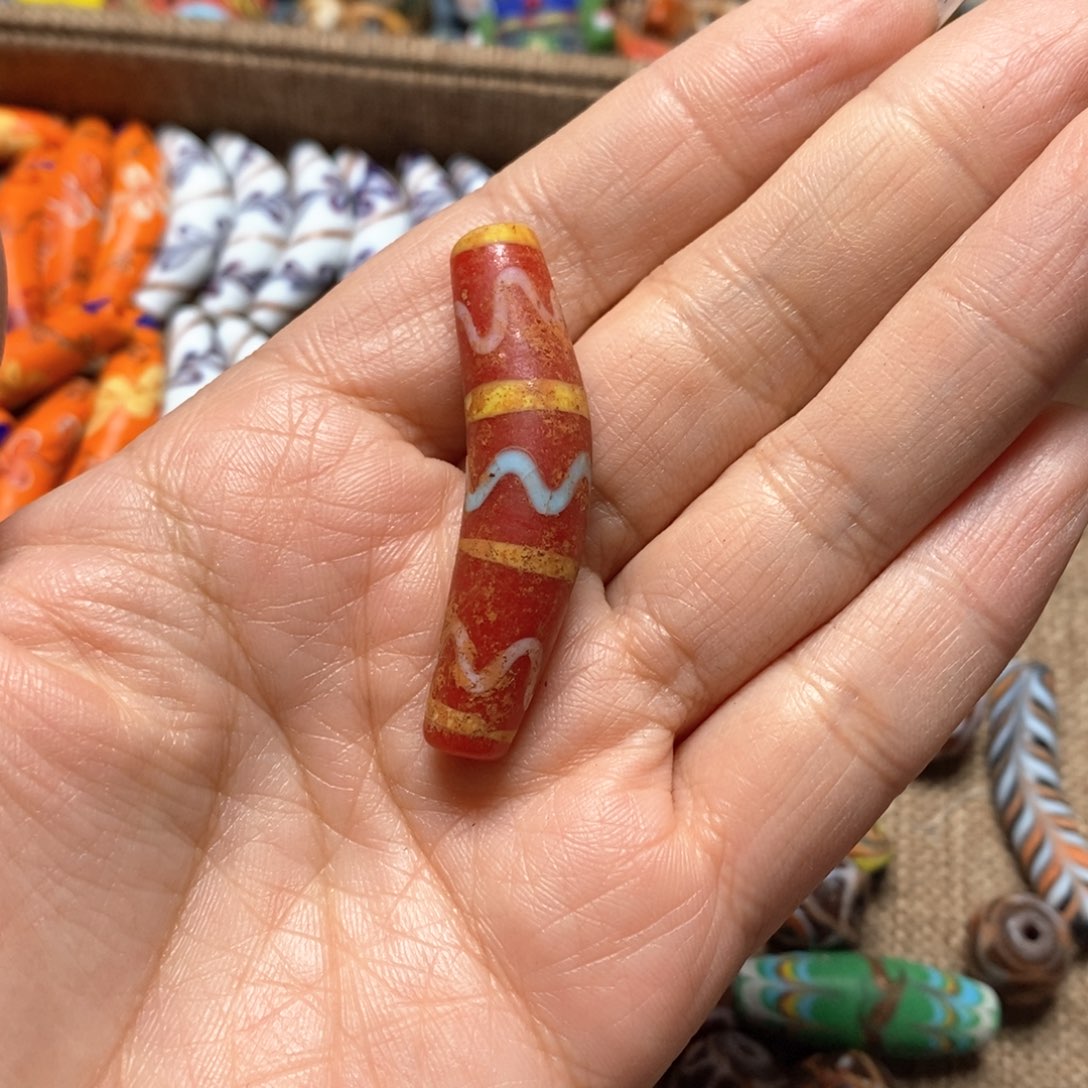 琉璃颈饰印度尼西亚老弯管