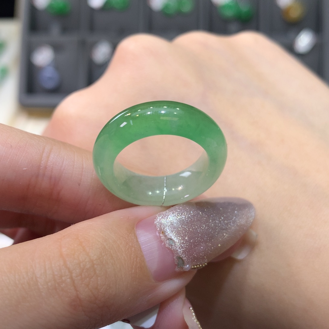翡翠戒指未镶嵌13-14半山半水