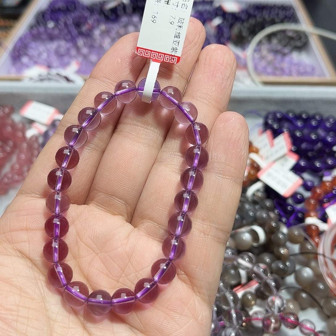 水晶手链未镶嵌尤*玻利维亚紫水晶8mm