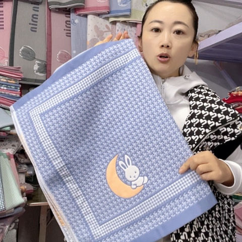 棉特价千鸟格蓝色