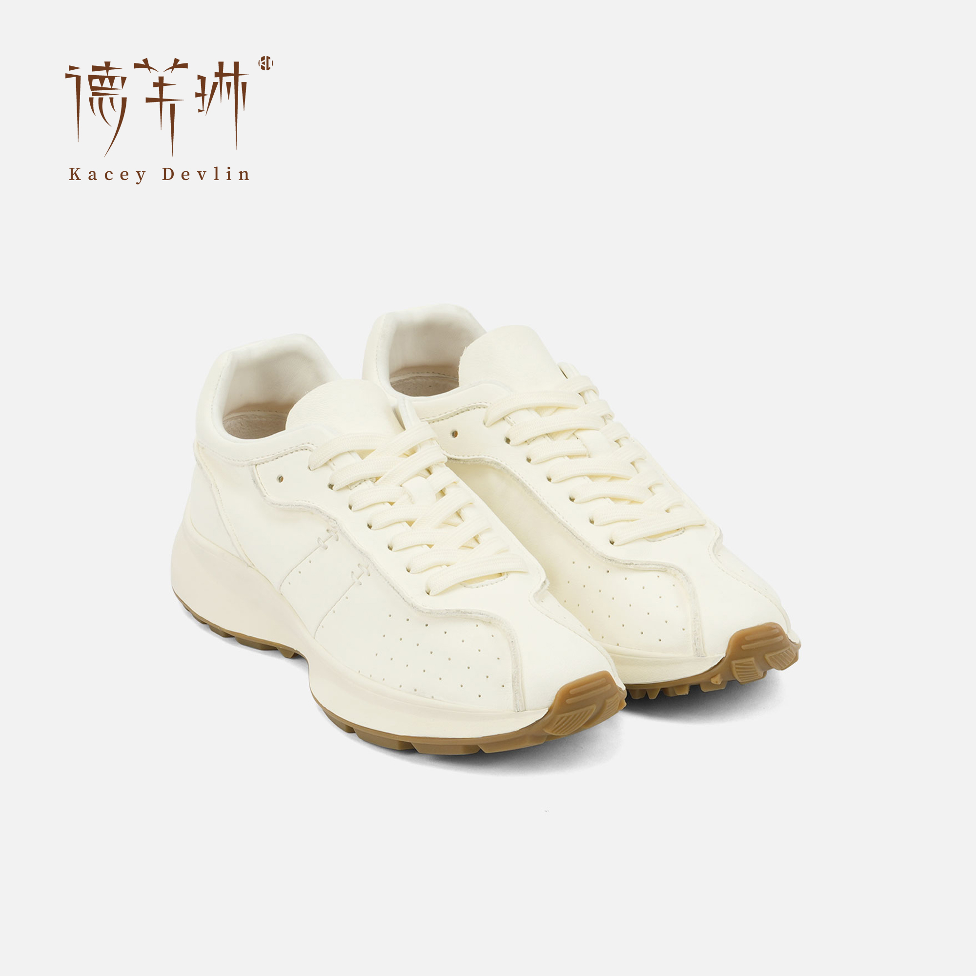 【北鱼专属】新款小白鞋老爹鞋夏季欧若风内增高真皮系带小白鞋