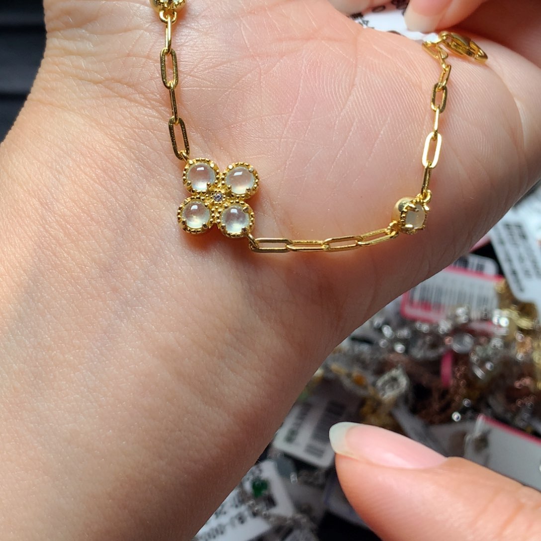 翡翠戒指银S925镶嵌天然翡翠手链