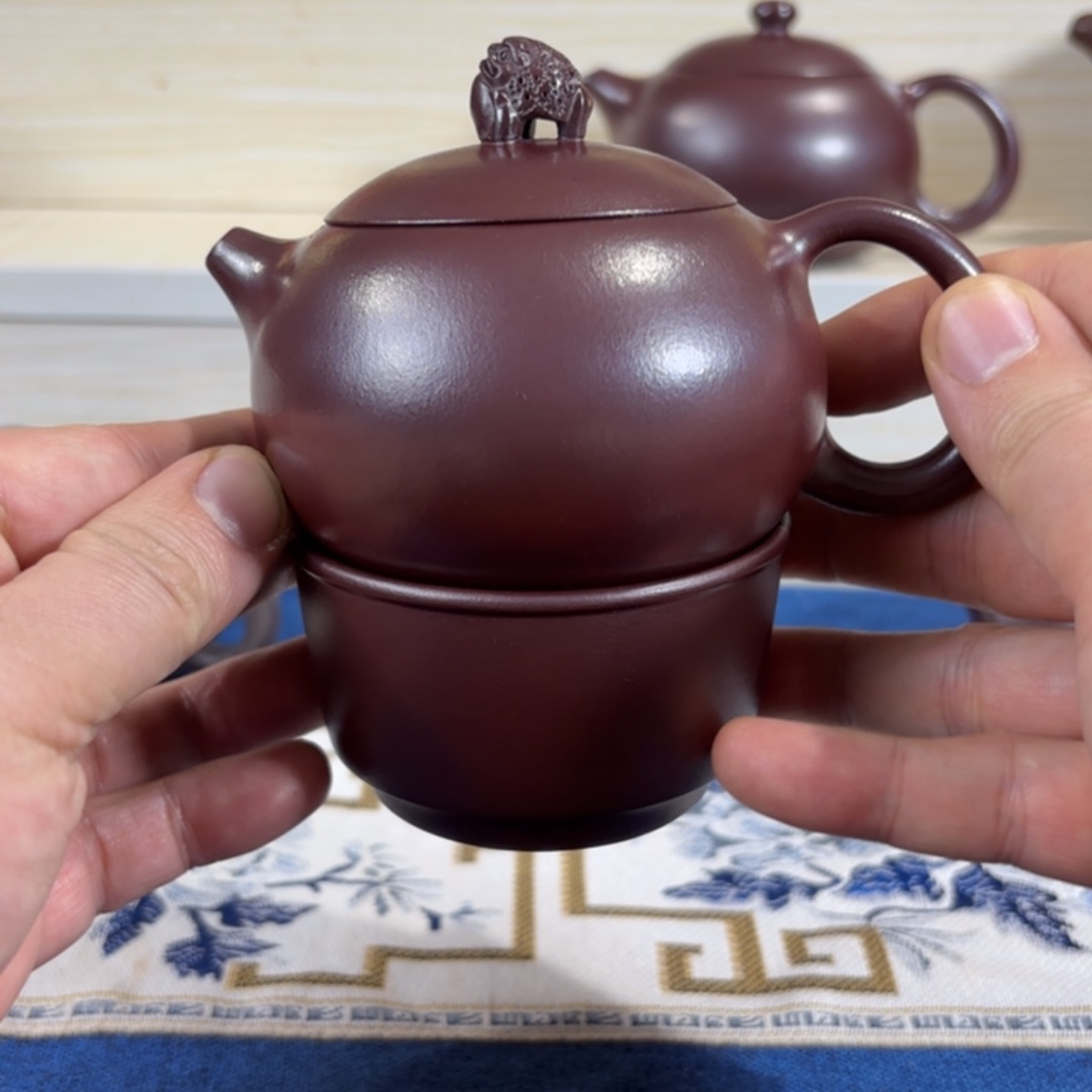 紫砂茶壶不*高温龙血砂全手工金蟾西施壶加一个主人杯