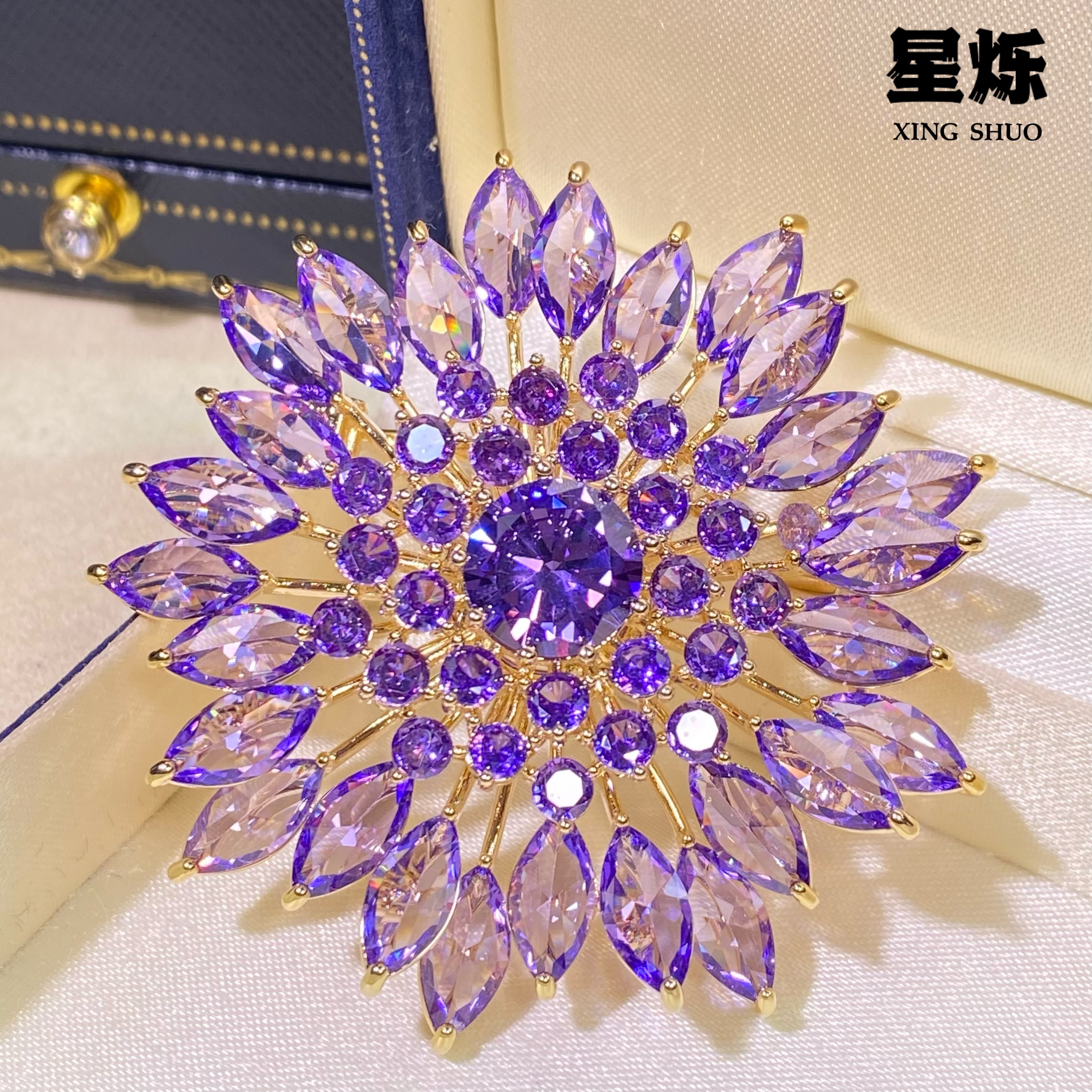 铜合金胸针 【紫意梦华】高端轻奢时尚百搭紫色设计师优雅精致9040