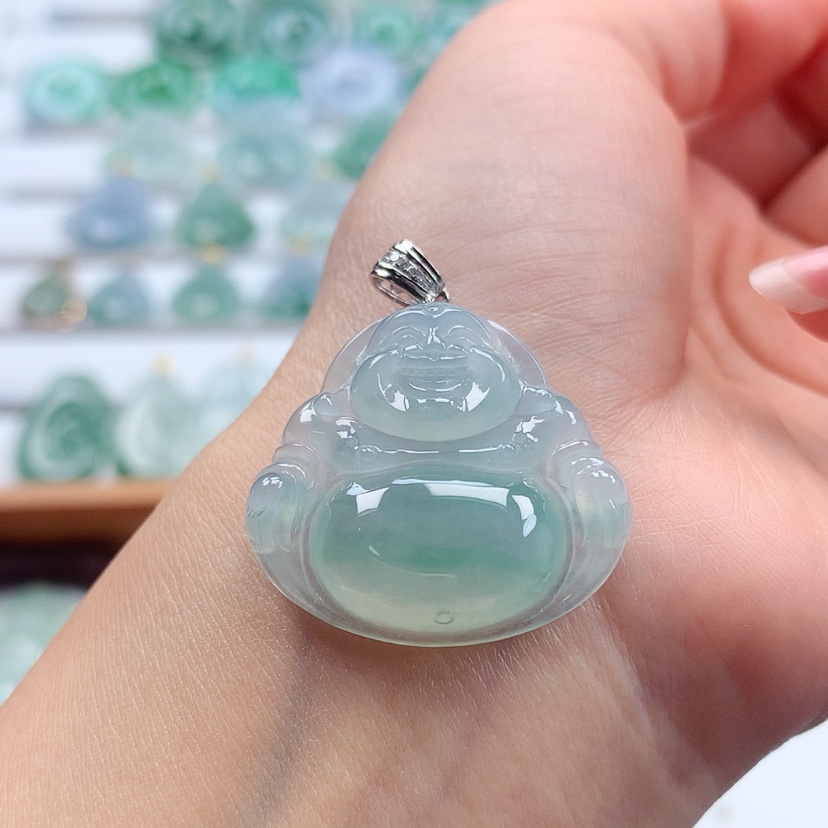 【闪购商品】翡翠吊坠(赠链)18K金镶嵌