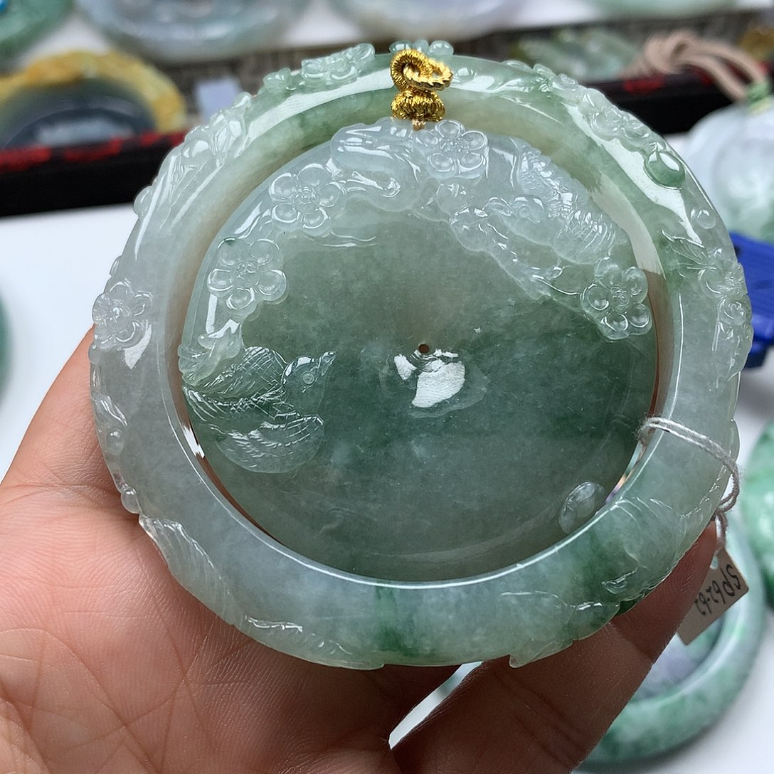 翡翠未镶嵌手镯复古风格58.7