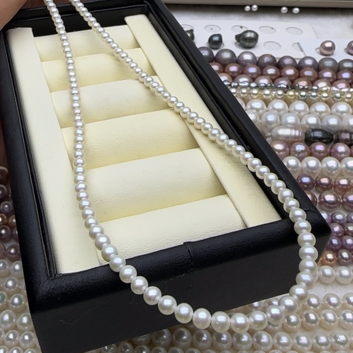 淡水珍珠摆件未镶嵌正圆冷粉3.5-4mm