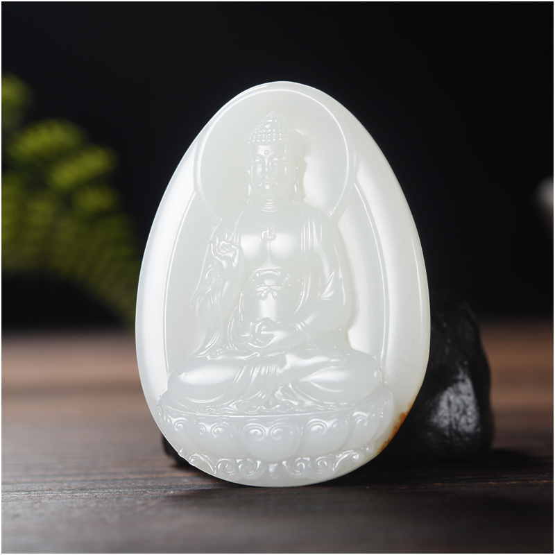 玉石缘【莲花观音33g】新疆和田羊脂白玉籽料精品男女款挂件吊坠