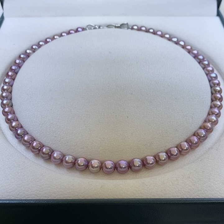 淡水珍珠项链未镶嵌粉紫