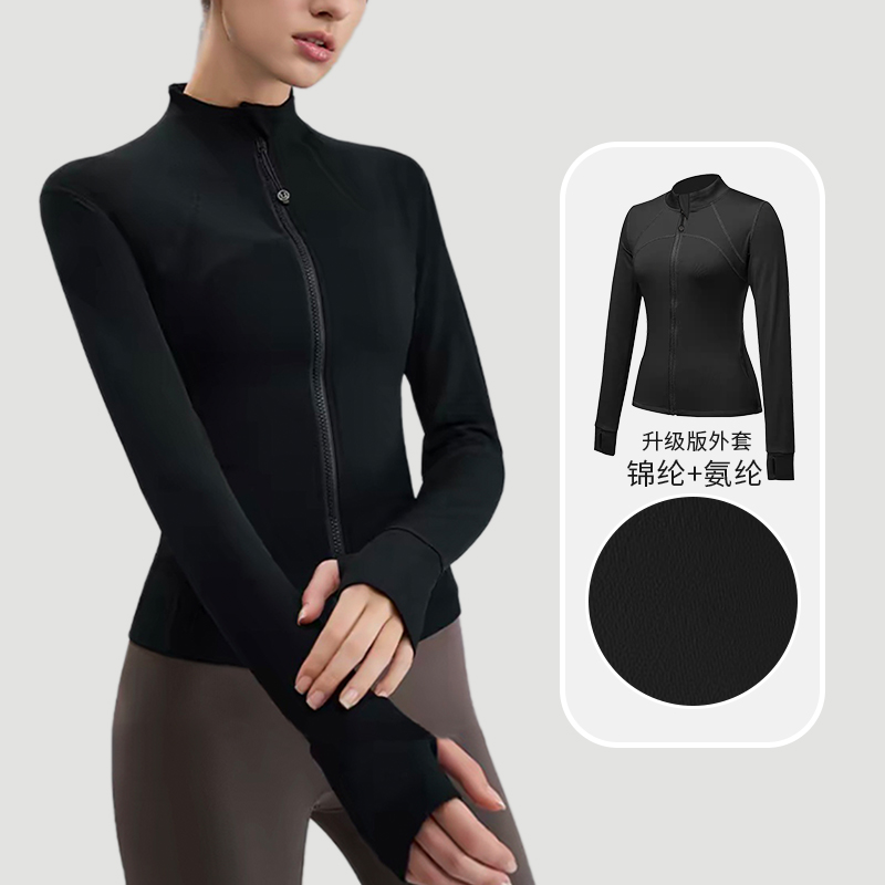 瑶-秋新款立领开衫长袖修身显瘦速干跑步训练运动外套LULUWT-801