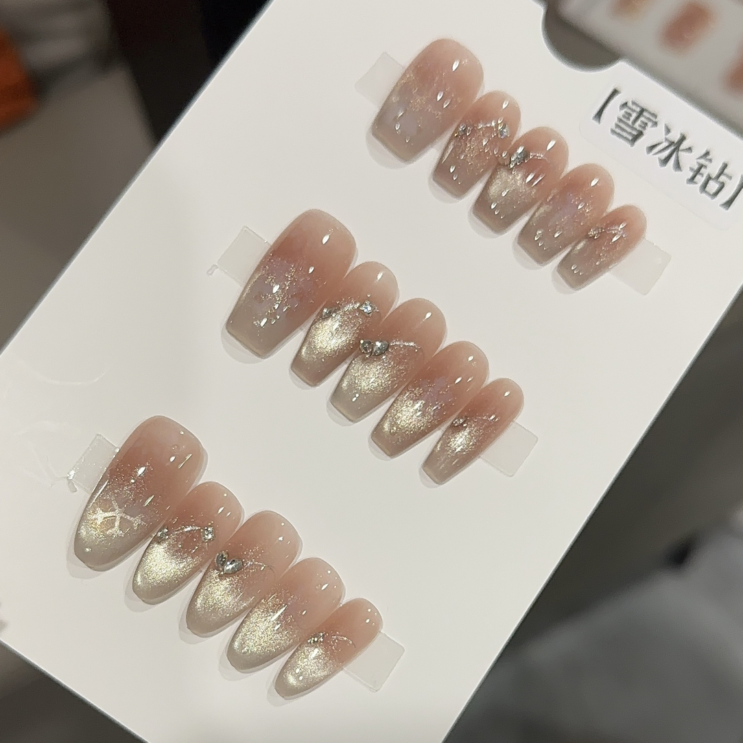 【雪冰钻】新款手工定制穿戴甲美甲成品美甲贴片10片