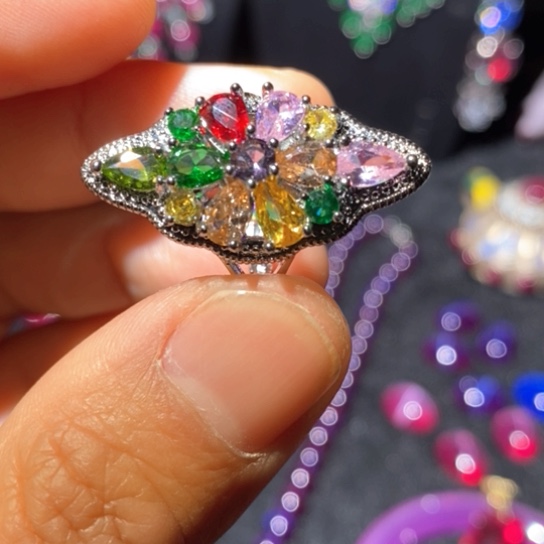 红宝石戒指银S925镶嵌