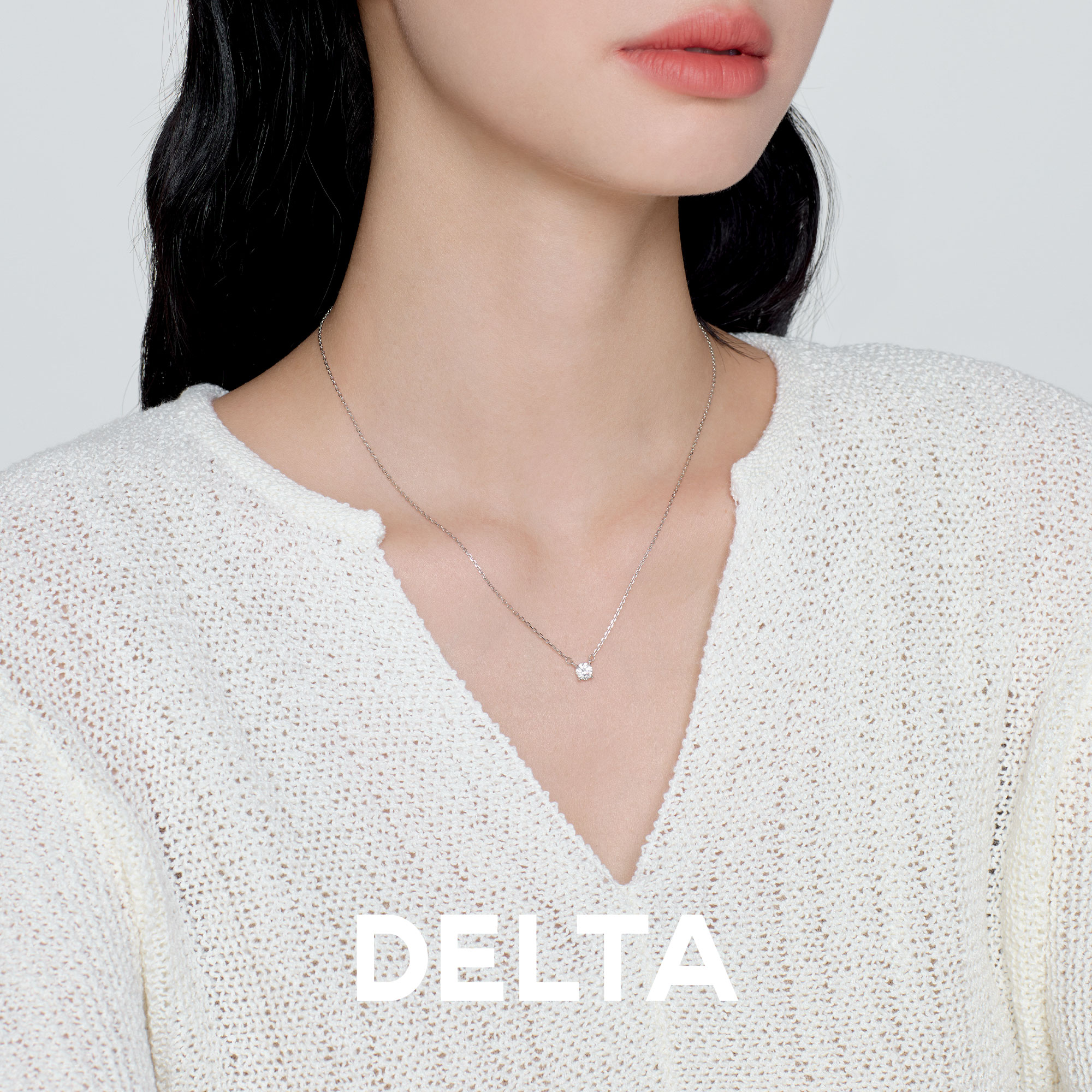 DELTA 坠链均925银合成锆石 闪光·鼻屎钻锁骨项链精致百搭轻奢