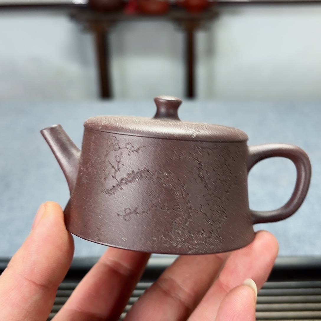 紫砂茶壶老*粉全手工云柱