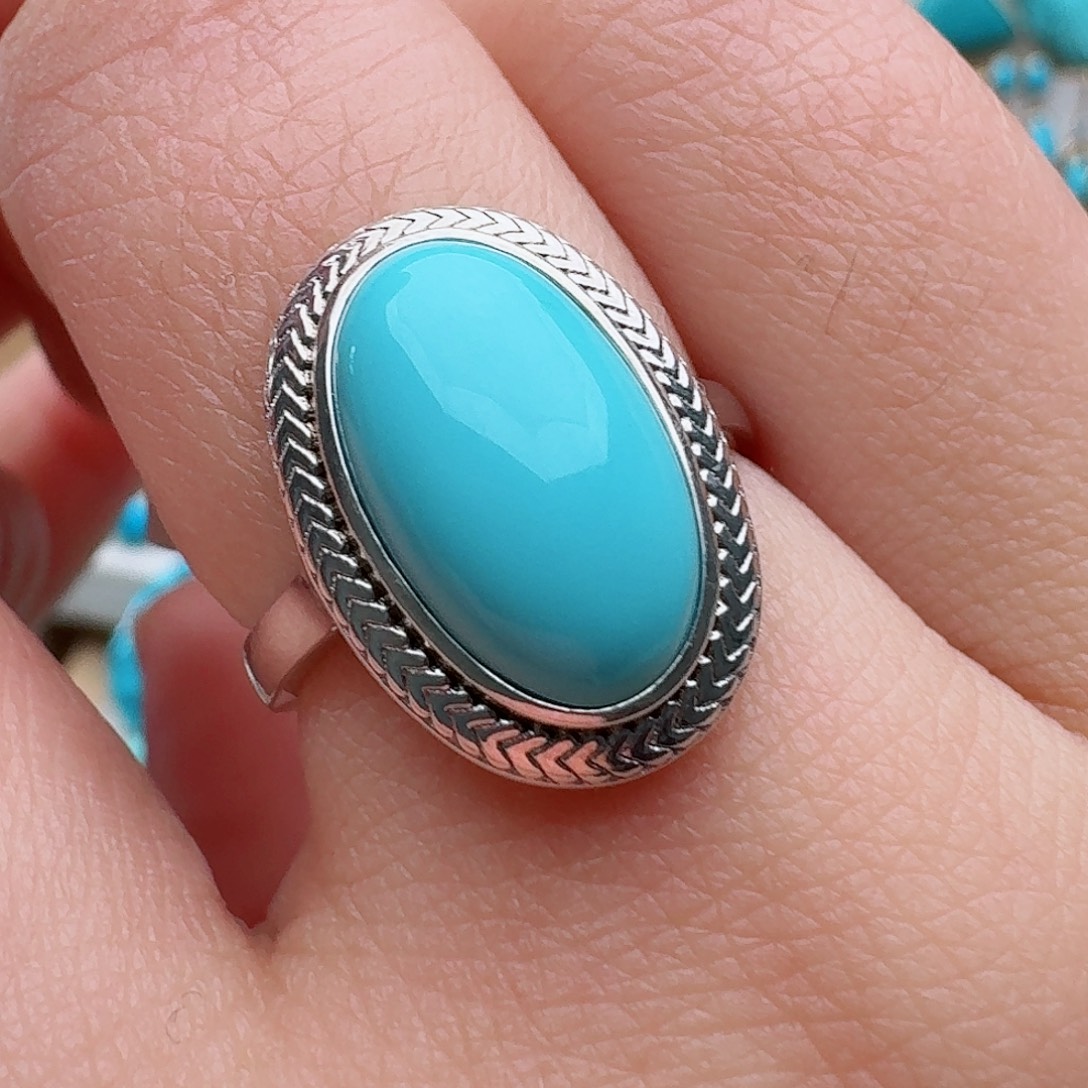 绿松石银S925镶嵌戒指