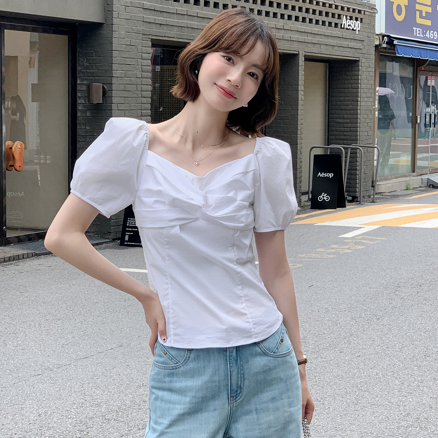 「现货」【蝴蝶心语】FS406S173方领扭结衬衫