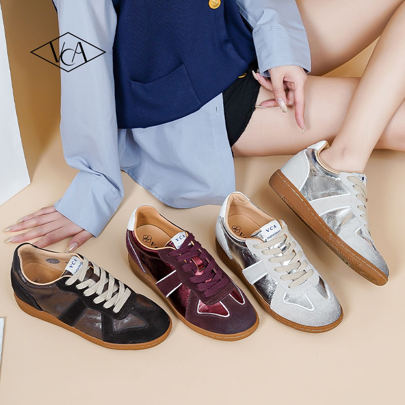 VCA 5CM内增高 女鞋休闲鞋百搭复古潮鞋厚底德训鞋低帮潮流ins