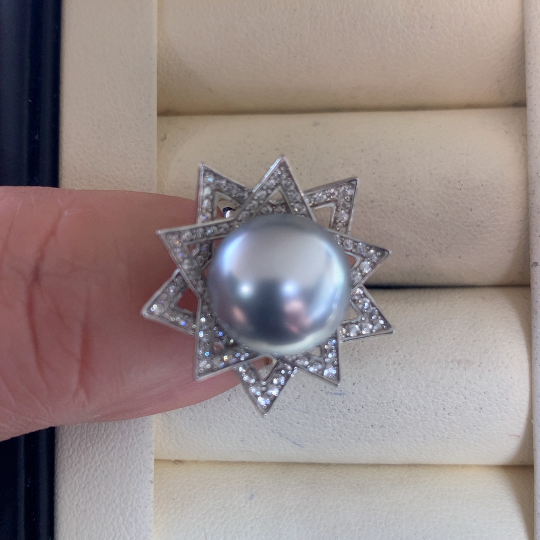 海水珍珠戒指银S925镶嵌