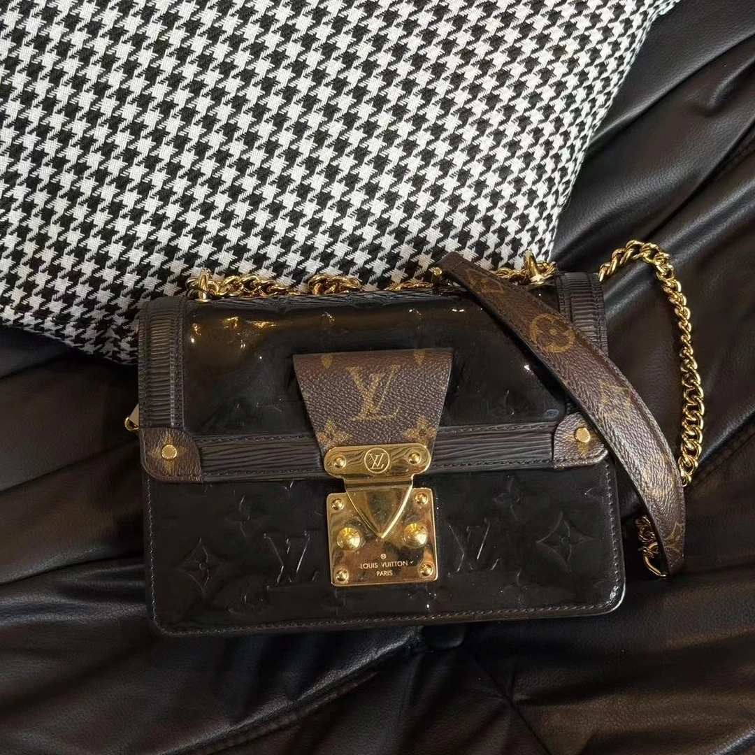 99新 LouisVuitton/路易威登 奢品阁/LV/老花/拼色链条邮差包