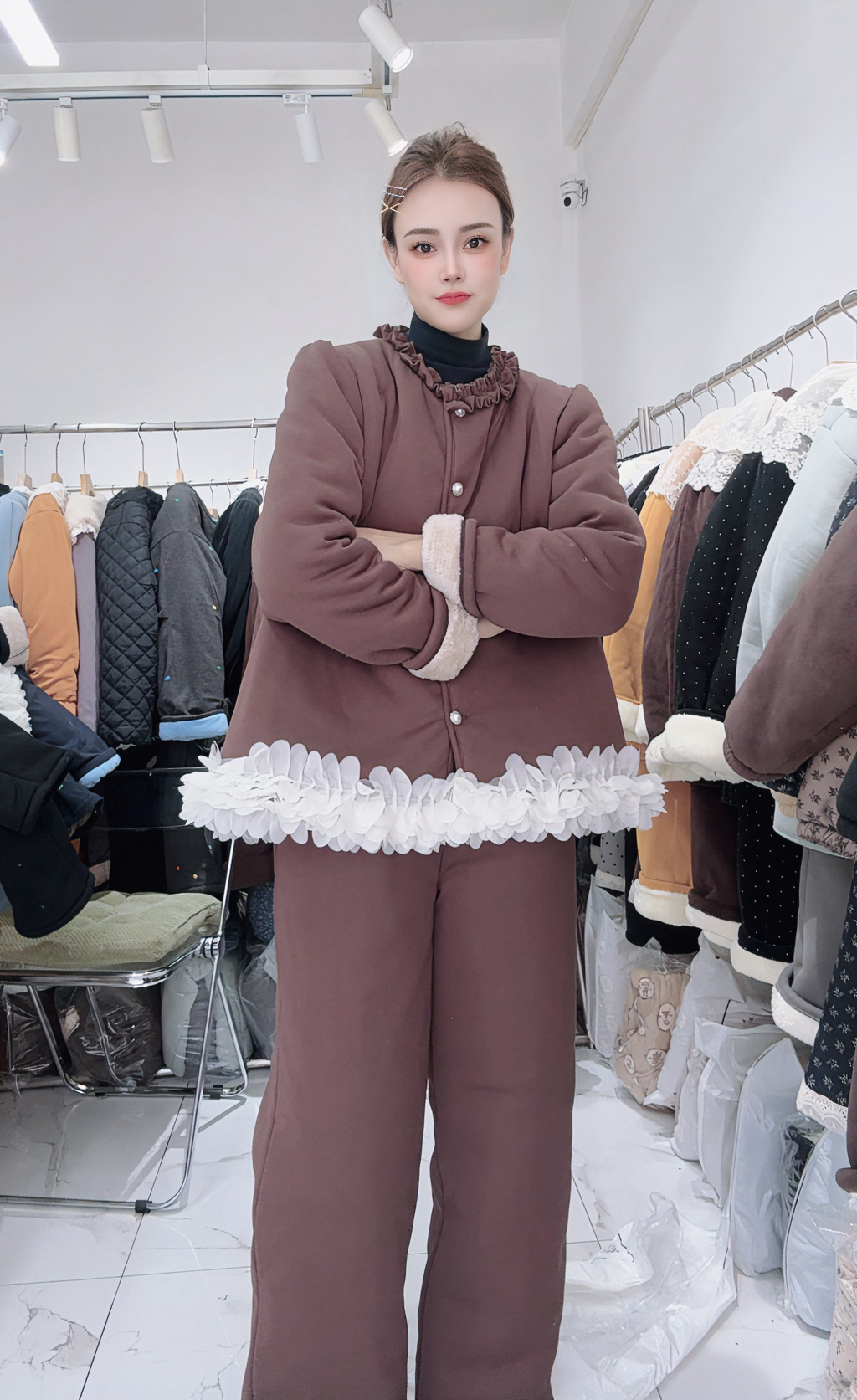 【乐淇专属】新款领口花边下摆花边款睡衣女款可外穿爆款2025新款