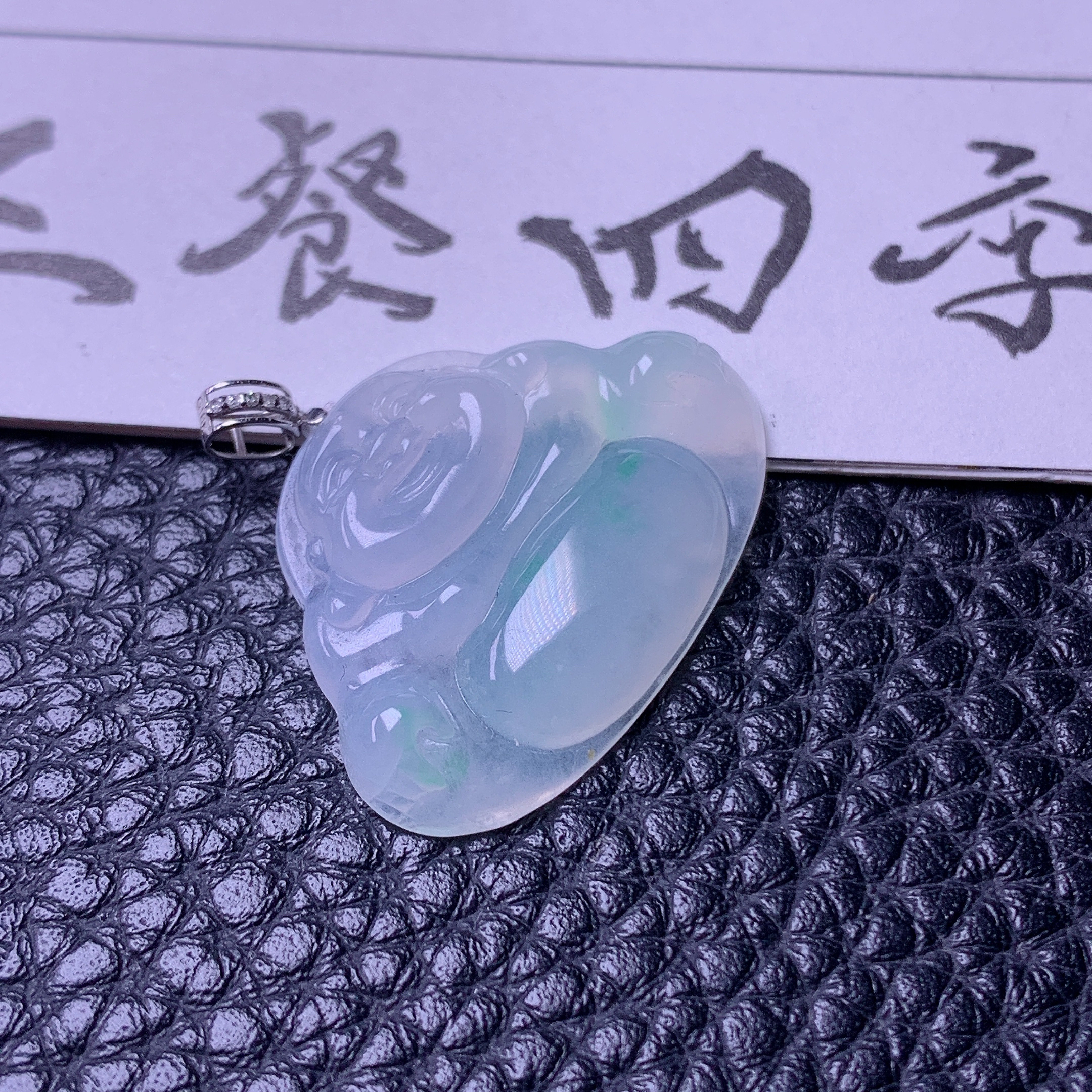 天然缅甸a货翡翠18k金扣冰飘绿佛公坐佛玉吊坠女士20/27/4