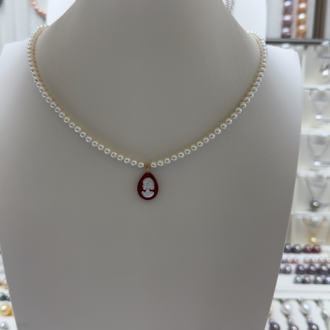 项链淡水珍珠18K金镶嵌