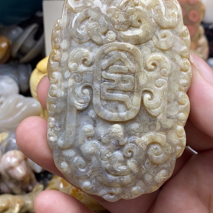 硅化珊瑚（珊瑚玉）未镶嵌颈饰