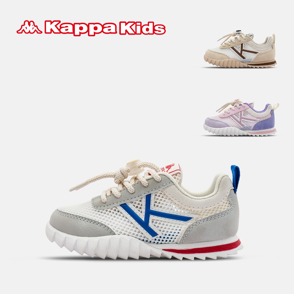 Kappa Kids卡帕春夏季童鞋舒适百搭网面透气中大童户外运动休闲鞋