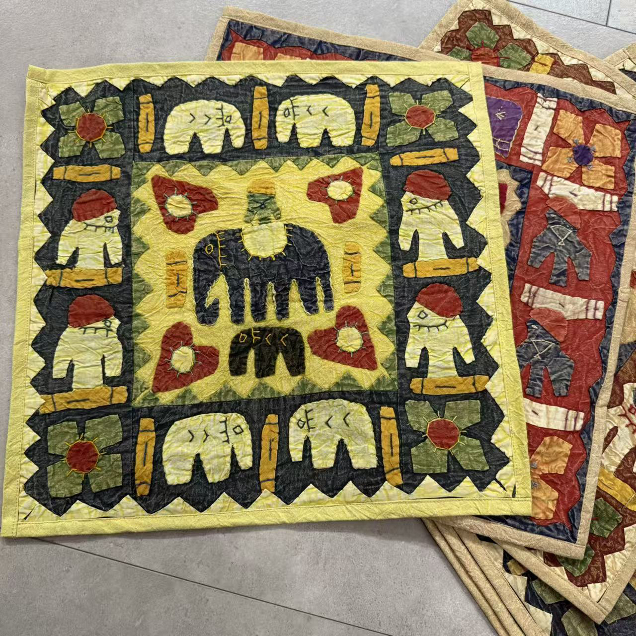 印度进口手工拼布抱枕套（40×40左右）不含芯