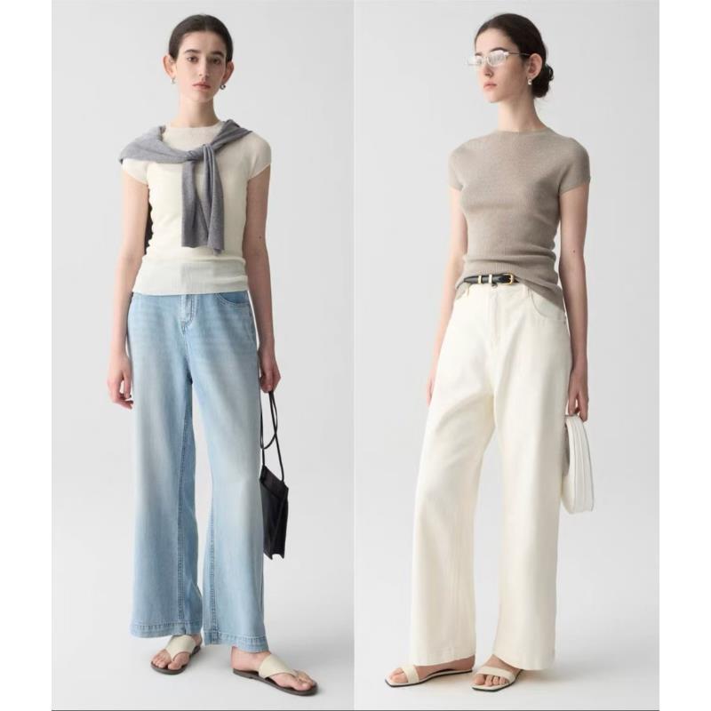 【WJ】2025 新款极简主义老钱风小飞袖短袖A8138