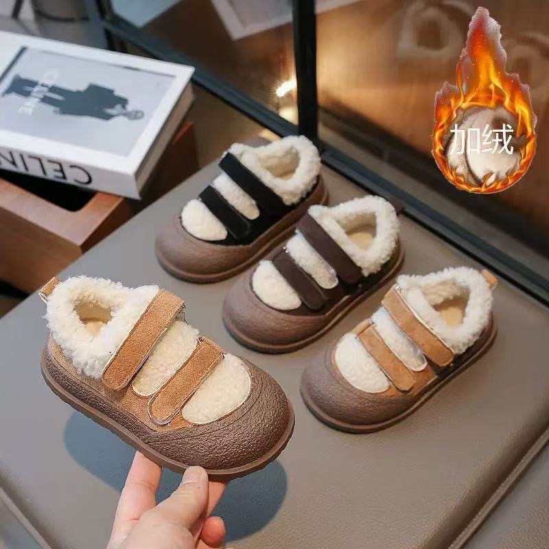 女童棉鞋2025冬季新款儿童加绒保暖毛毛鞋子中大童男孩加厚勃肯鞋