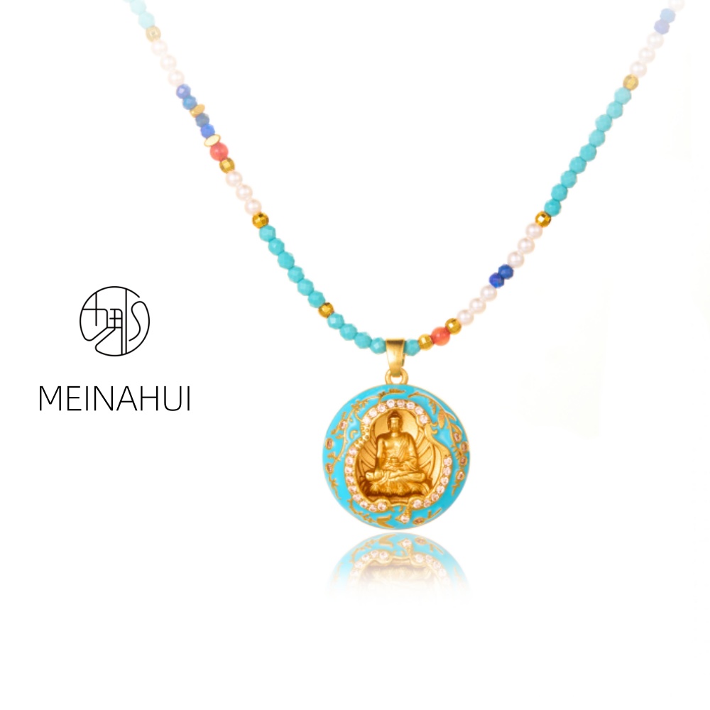 MEINAHUI/佛公绿石多切面小米珠项链手工