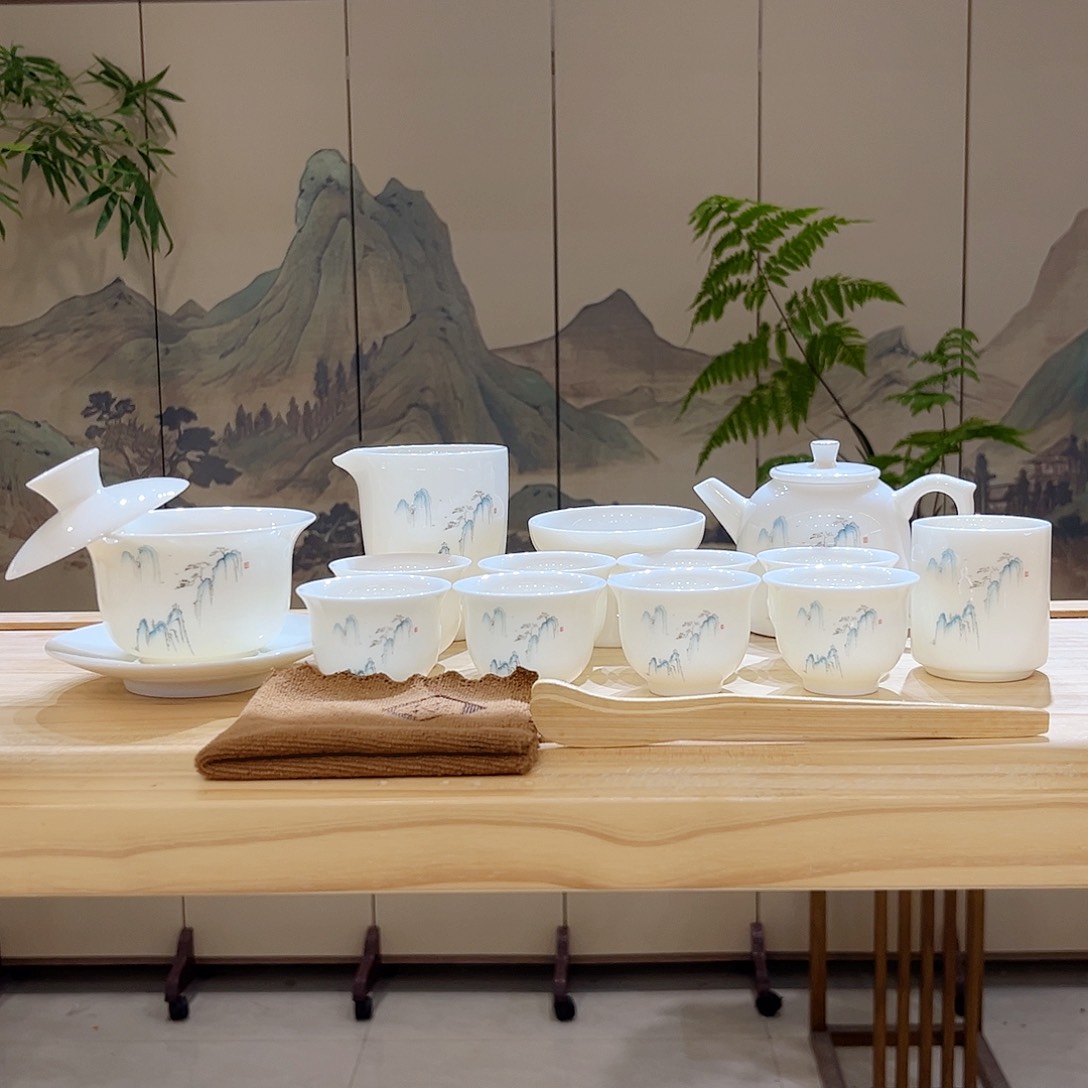 【都彩】羊脂玉瓷高山流水16头
