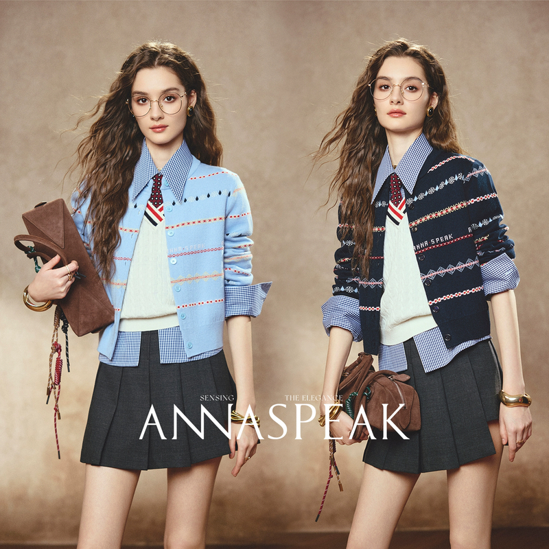 ANNASPEAK蛇年胶囊 费尔岛风原创提花新澳巴素兰羊毛针织衫毛衣女