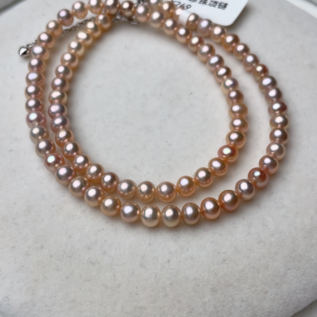 淡水珍珠项链银S925镶嵌6mm