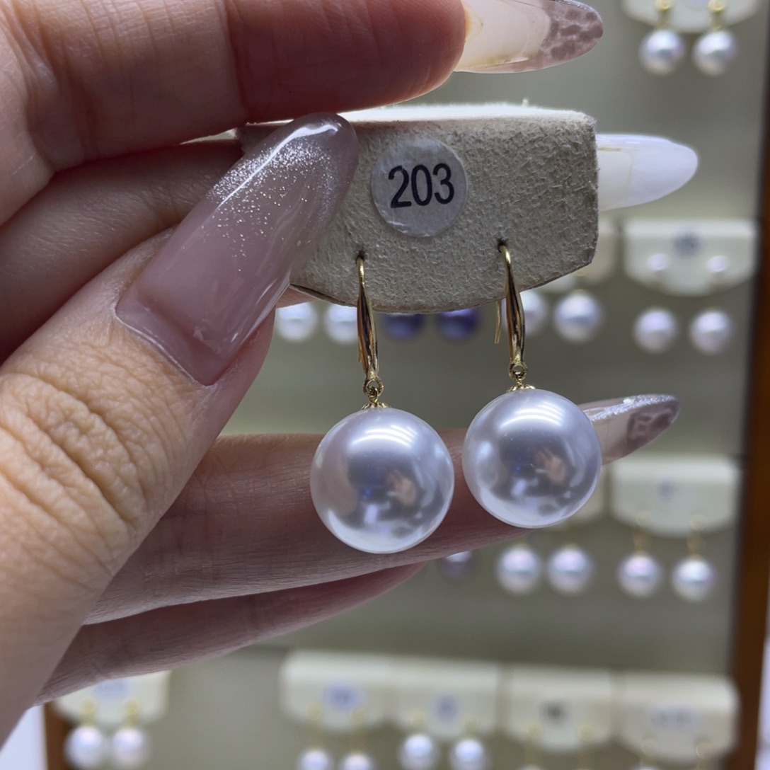 淡水珍珠耳饰18K金镶嵌