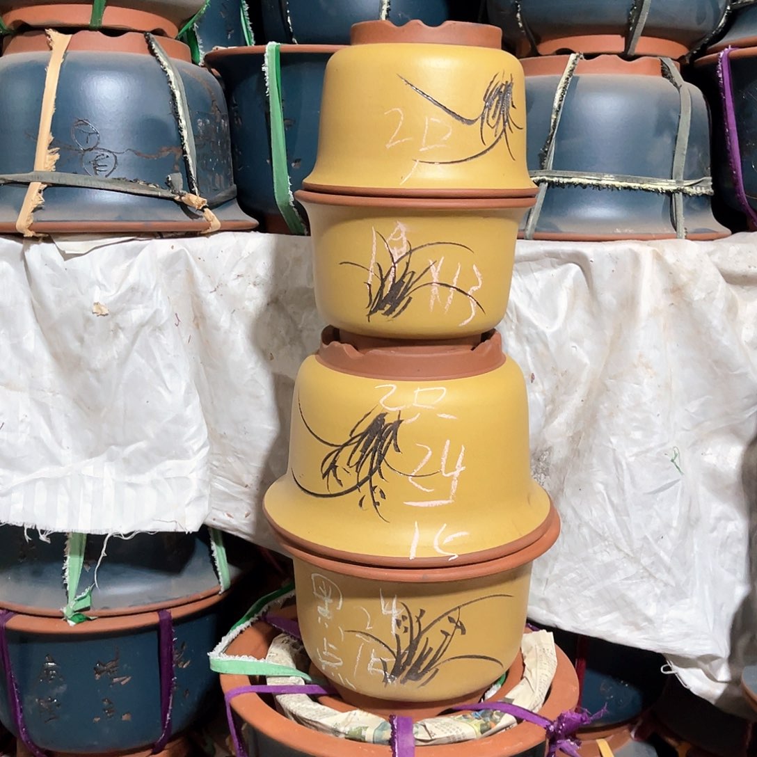 紫砂花盆金钟盆4只