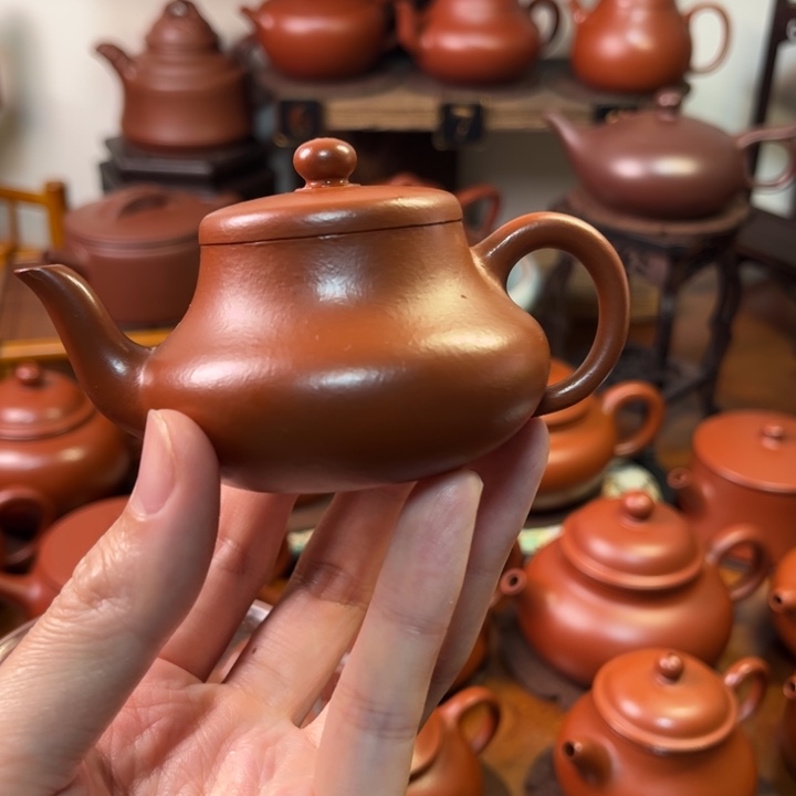 益***司紫砂茶壶朱泥君德80cc原矿紫砂