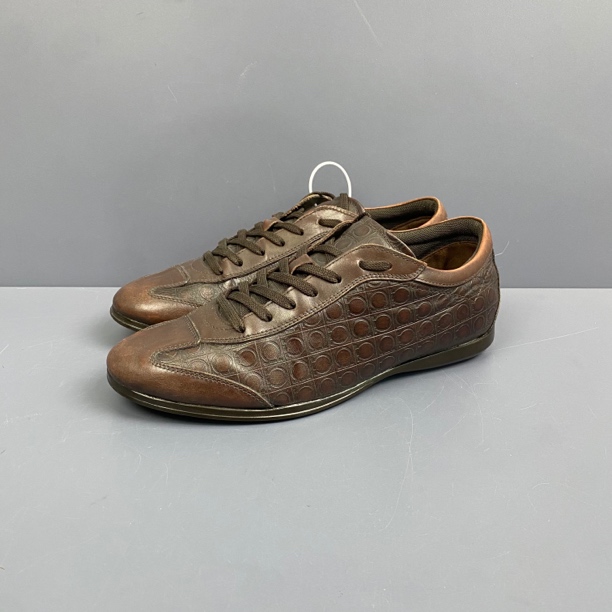 95新 FERRAGAMO/菲拉格慕 41.5码满印棕色板鞋 休闲鞋 磨损小 275