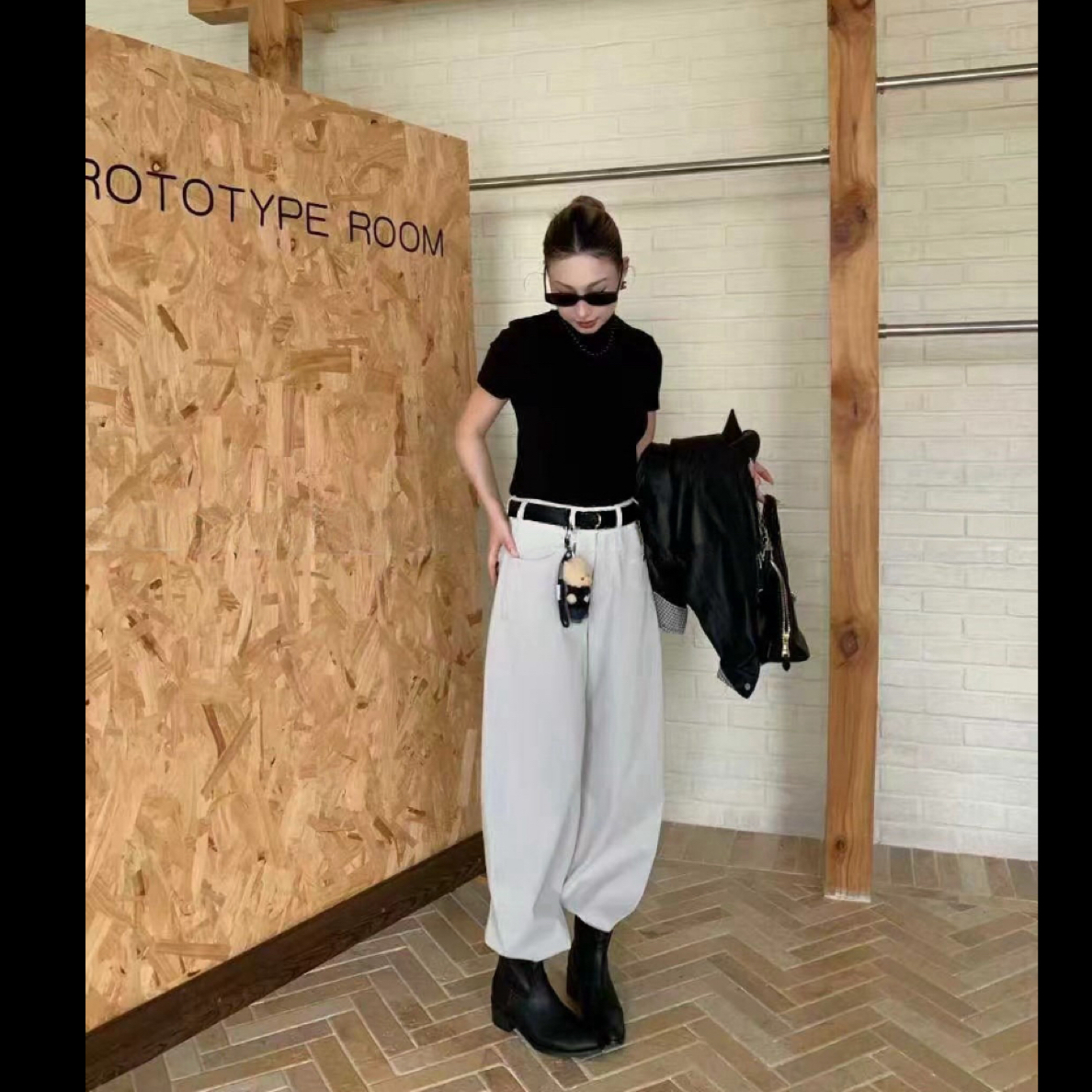 有货YYDS#8563冬福利高弹复合绒直筒牛仔裤（配皮带挂饰）裤：105cm