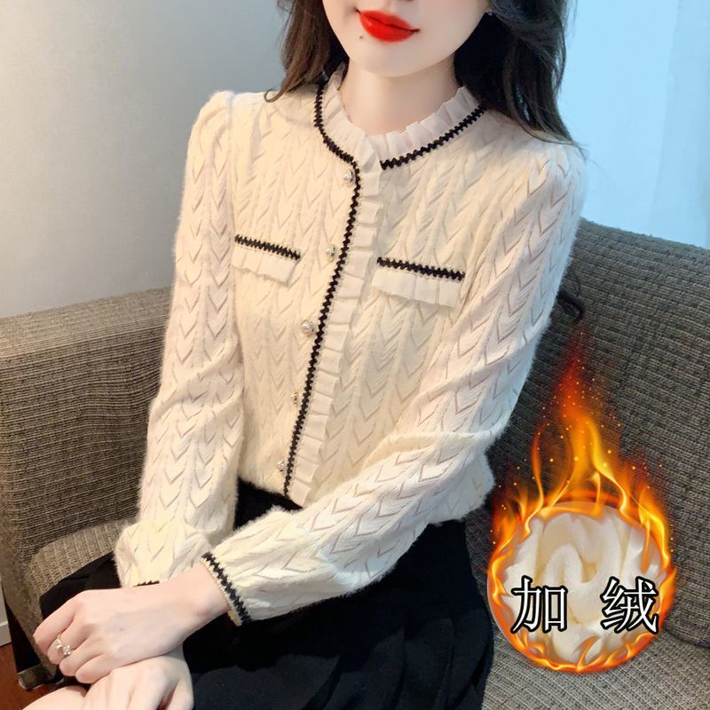 法式小香风蕾丝衫女2025秋冬新款洋气减龄衬衫百搭气质显瘦上衣潮