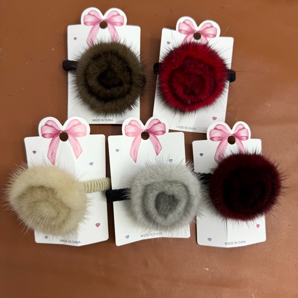 中号貂毛花朵弹力发圈女士发绳